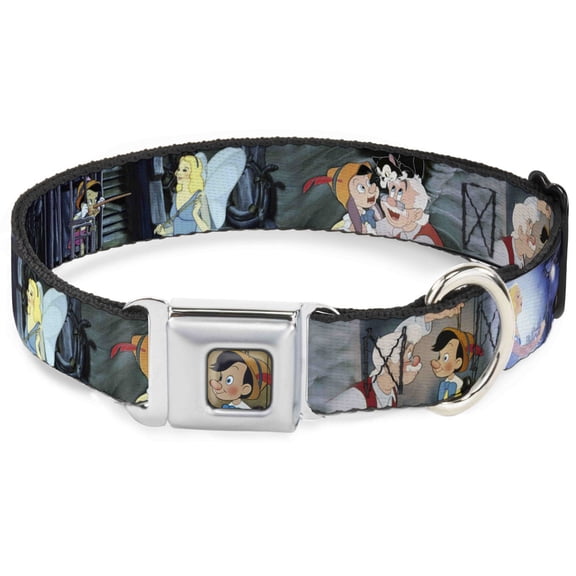 Disney Pet Collar, Dog Collar Metal Seatbelt Buckle, Pinocchio Jiminy Cricket Workshop Tools, 9.5 to 13 Inches 1.0 Inch Wide