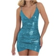 thumbnail image 2 of Cagogo Under $10 Women's Sparkly Sequins Bodycon Mini Dress Sexy Sleeveless Spaghetti Strap Party Club Short Dress, 2 of 7
