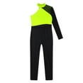 thumbnail image 6 of iiniim Kids Girls Gymnastics Leotard One Shoulder Figure Skating Jumpsuit Romper Footless Unitard Fluorescent Yellow 10, 6 of 7