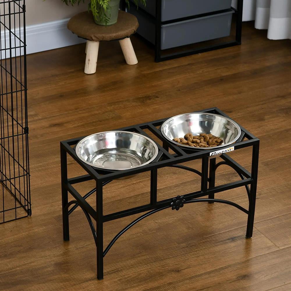 Topcobe Elevated Dog Bowls, Double Stainless Steel Heavy Duty Dog Food Bowl Elevated Pet Feeding Station, Dog Bowl Stand, Dog Feeding Station, 14" H