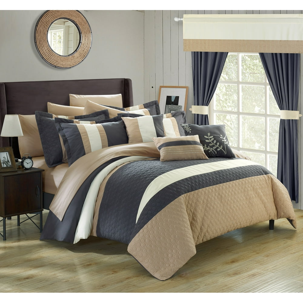 Chic Home 24Piece Lorena Complete Bedroom Set with Octagon Embroidery
