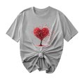 thumbnail image 2 of YueHuiYing Women's Valentine's Day Heart Print Graphic Crew Neck Short Sleeve T-Shirt Top Short Sleeve Crew Neck Plus Size Top/Shirt, 2 of 5