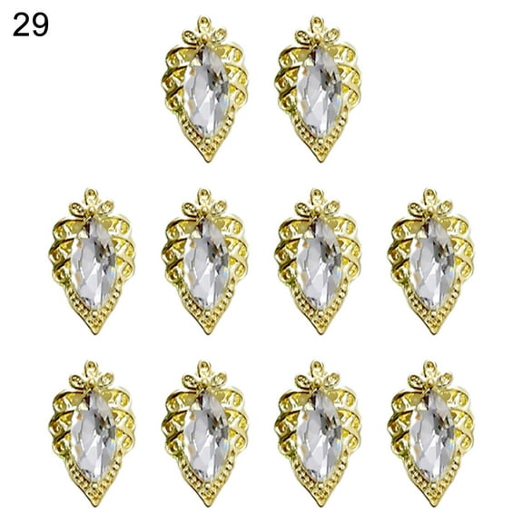 Sunjoy Tech 10Pcs Nail Jewelry Retro Shiny Wide Application Decorative Metal Faux Crystal Style 3D Nail Art Decoration Nail Supplies