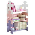 thumbnail image 1 of KidKraft Cute Wooden 3 Shelf Kids Puzzle Piece Bookcase Organizer, Pink & Purple, 1 of 7