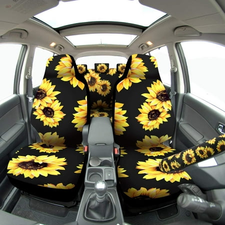 8 Pieces Sunflower Car Accessories Set 7 Seat Covers And Steering Wheel Cover For Auto Decoration Canada - Sunflower Car Seat Cover And Steering Wheel