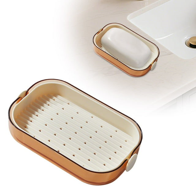 Household Double Layer Drain Soap Bathroom Punch Soap Drain Storage Rack Soap Tray 3 Tier Dish Drying Rack Cutting Board Stand Kitchen Rolling Rack by Refrigerator Shelf Gadgets for Home to Make Life