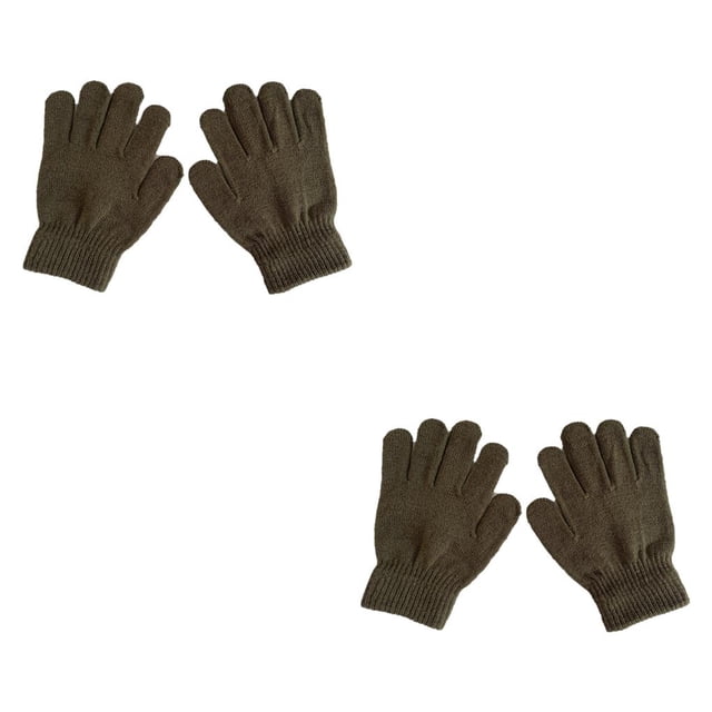 Qarigey 1 par de guantes para niños, accesorios de ropa, guantes cómodos de punto de Color sólido para niños y niñas para invierno, verde Ejercito verde 2piezas