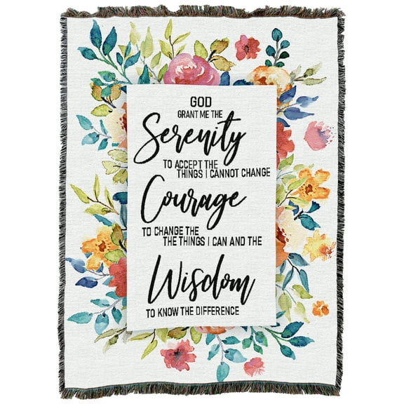 Pure Country Weavers Serenity Prayer Floral Spray Large Tapestry Throw Woven from Cotton - Made in The USA (72x54)