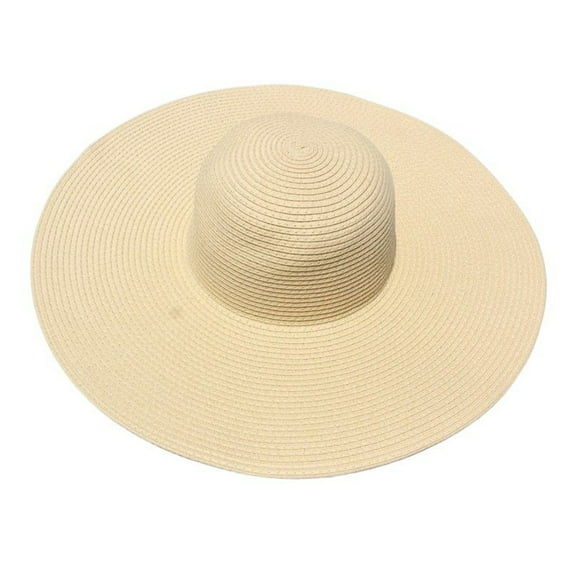 Fgnfyis Women's Korean Style Oversized Sun Hat Wide Brim Straw Floppy Foldable Cap for Beach Summer Outdoor Activities Beige One Size