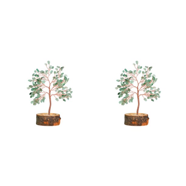 Advancent Árbol de cristal natural de piedra - Impresionante decoración hecha a mano para el hogar Árbol artificial para interiores aventurina aventurina verde 2Conjunto