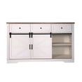 thumbnail image 4 of Farmhouse Wine Bar Cabinet w/Sliding Barn Door, 54" Kitchen Coffee Bar Cabinet w/Wine & Glass Rack, Storage Shelves, 3 Drawers, Rustic Large Buffet Sideboard for Dining Room, Antique White19028, 4 of 6