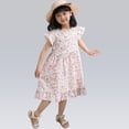 thumbnail image 7 of Ruyang Toddler Girls Hawaiian Sundress Print Ruffle Fly Sleeve Crewneck Dresses Summer A-line Swing Beach Vacation Dresses, 7 of 7