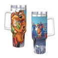 thumbnail image 3 of Lsque Scooby-Doo Pattern 40 OZ Ice Bully Cup with Handle and Straw, Double Wall Stainless Steel Tumbler Travel Coffee Cup with Lid for Christmas Present, 3 of 8