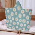 thumbnail image 5 of Teal Daisy Flower Golden Centers Pattern Hooded Bath Towel，60"x35" for Ages 3 To 12 Kids, Quick Dry Lightweight Soft Microfiber Hood Beach Towel Cover Up for Kids, 5 of 7