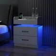 thumbnail image 3 of Nightstand with Charging Station, Night Stand with LED Lights, Modern Led End Table Nightstand for Bedroom, Night Stand with 2 Drawers, Bed Side Table with Storage for Living Room (1, Grey), 3 of 17