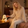 thumbnail image 4 of Halloween Ghost Guitar Reading Night Light, Cute LED Table Lamp, Spooky Ghost with Book and Guitar Ornament for Home Bedroom Desk Decor, 5.51x4.44Inch, 4 of 4