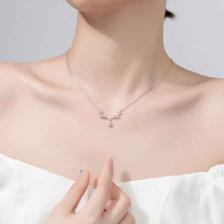 

Pendent Necklace Water Drop Pendant Shiny Rhinestone Inlaid Sparkling All Match Decoration New Year Gift Women Fashion C