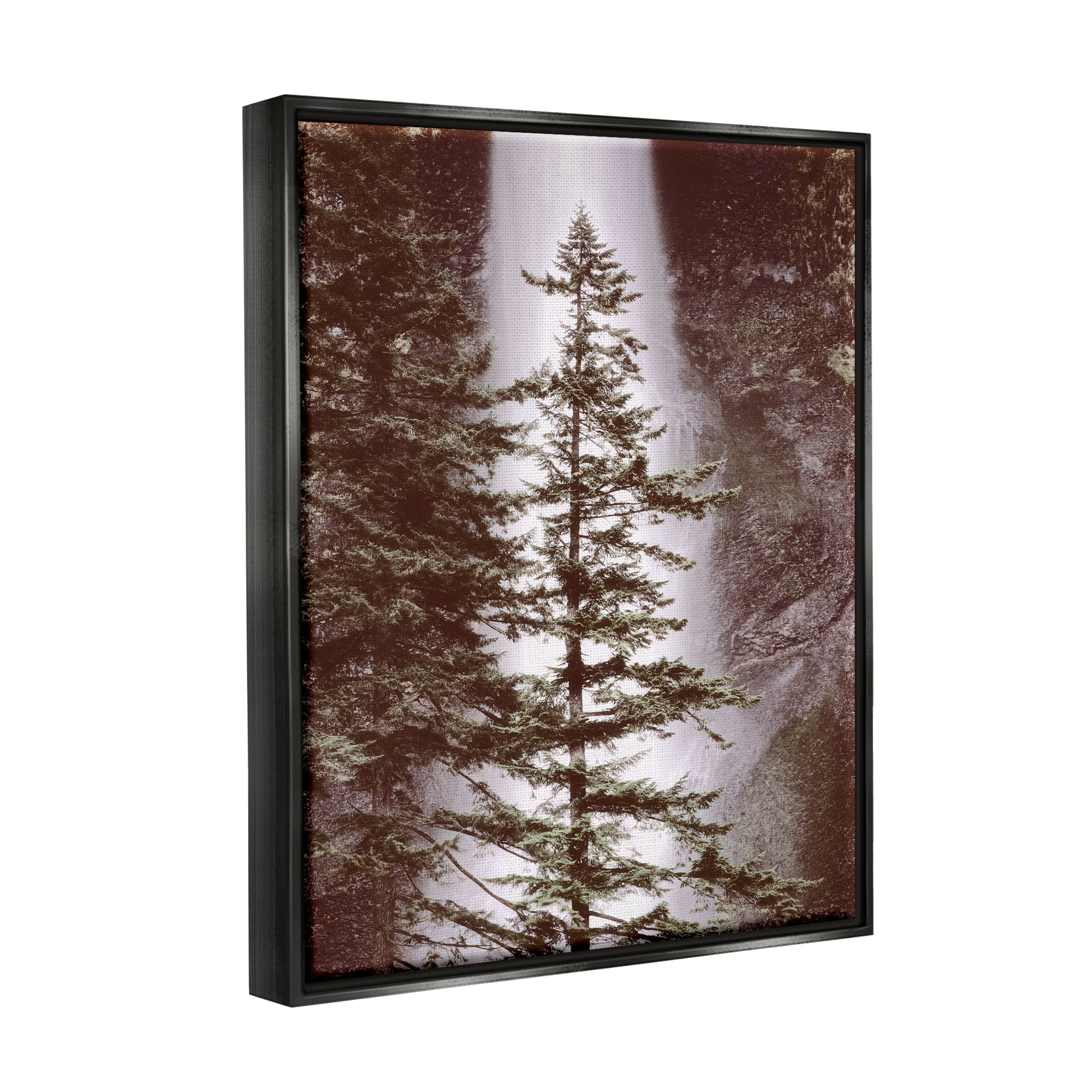 Stupell Industries Waterfall Nature Photography Nature Photography Black Floater Framed Art Print Wall Art, 17 x 21
