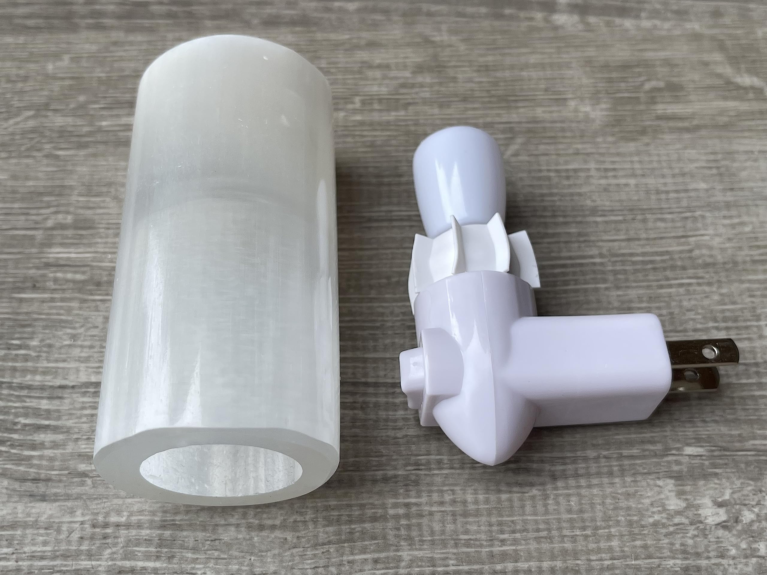 Selenite Cylinder Night Light, Selenite Crystal Nightlight Plugin, Selenite Polished Cylinder Harmonizer (1 Night Light)