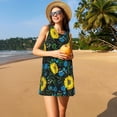 thumbnail image 3 of Balery Sunflowers And Blue Flower Vestidos de verano para mujer con estampado: vestido holgado sin mangas, vestido playero informal y cómodo para días calurosos., 3 of 7