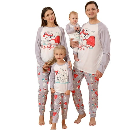 

Baikeli Christmas Pajamas for Family of 3 Matching Sets Ice Bear Gray Long Sleeve Soft Warm Winter Funny Pjs Holiday Outfits With Newborn Baby for Christmas Photoshoot