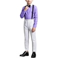 thumbnail image 3 of Bovxnpu Boys Performence Outfits Boys Summer Long Sleeve Dress Shirt 3 Piece Bow Tied Suspender Outfits, 3 of 7