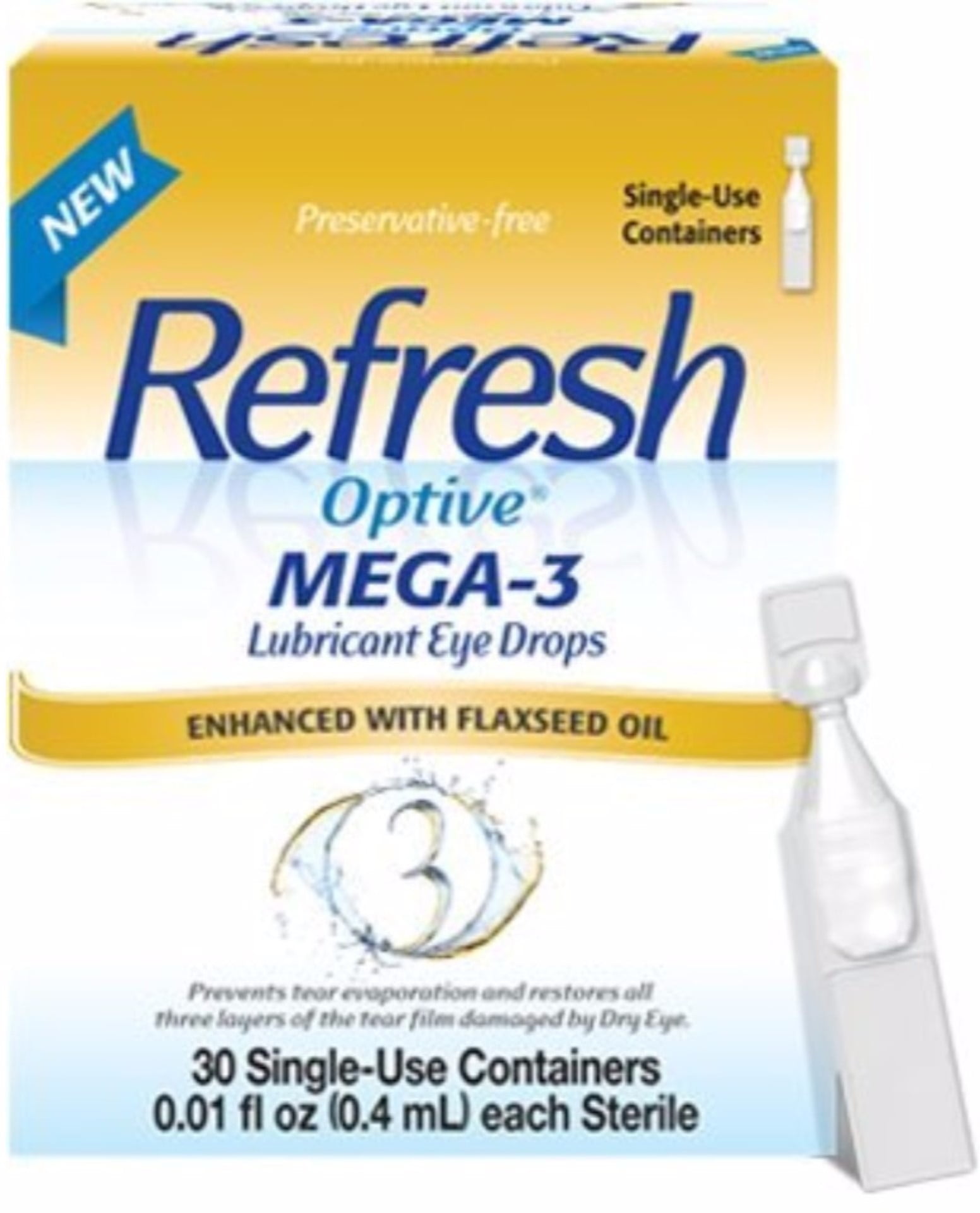 REFRESH Optive Mega3 Lubricant SingleUse Sterile Containers Eye Drops