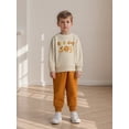 thumbnail image 5 of Miaouyo Toddler Baby Boy Birthday 2 Piece Fall Outfits Long Sleeve Crew Neck Letter Embroidery Tops and Elastic Waist Pants Set, 5 of 9