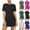 Style1-Black dresses for women, variant on Maqroz Women's Dresses Casual Summer Side Drawstring Tunic Dress 2026 Trendy Casual Crew Neck Short Sleeve Spring Vacation T Shirt Dress Bodycon Wrap Ruched Mini Sundress Red S