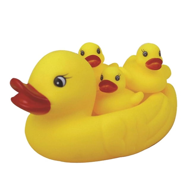 4x Niños Juguete para Juguetes de para bebés amarillos flotantes chirriantes Gloria Juguete de baño de los niños