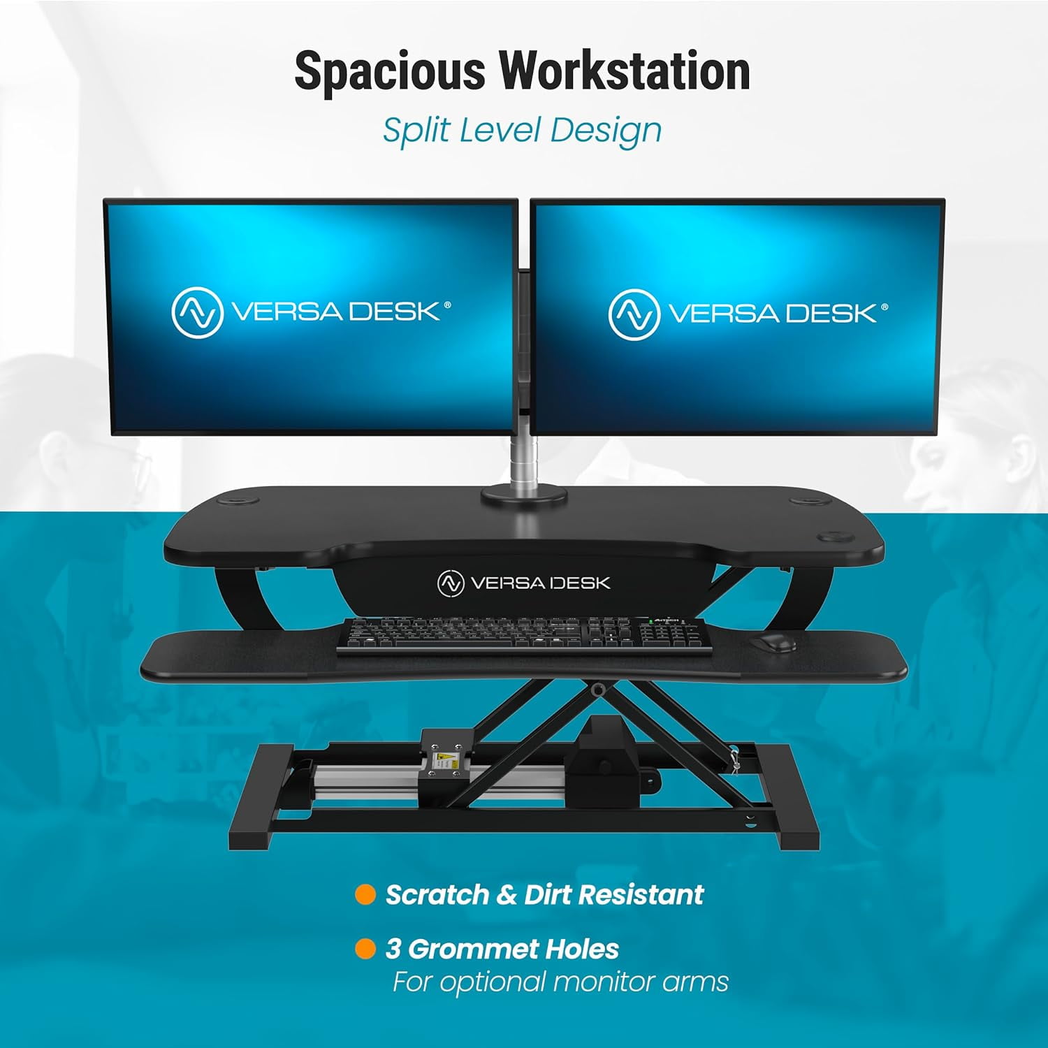 VersaDesk PowerPro Elite 36" Electric Standing Desk Converter w/ Programmable Switch, USB Port & Mobile APP, Black