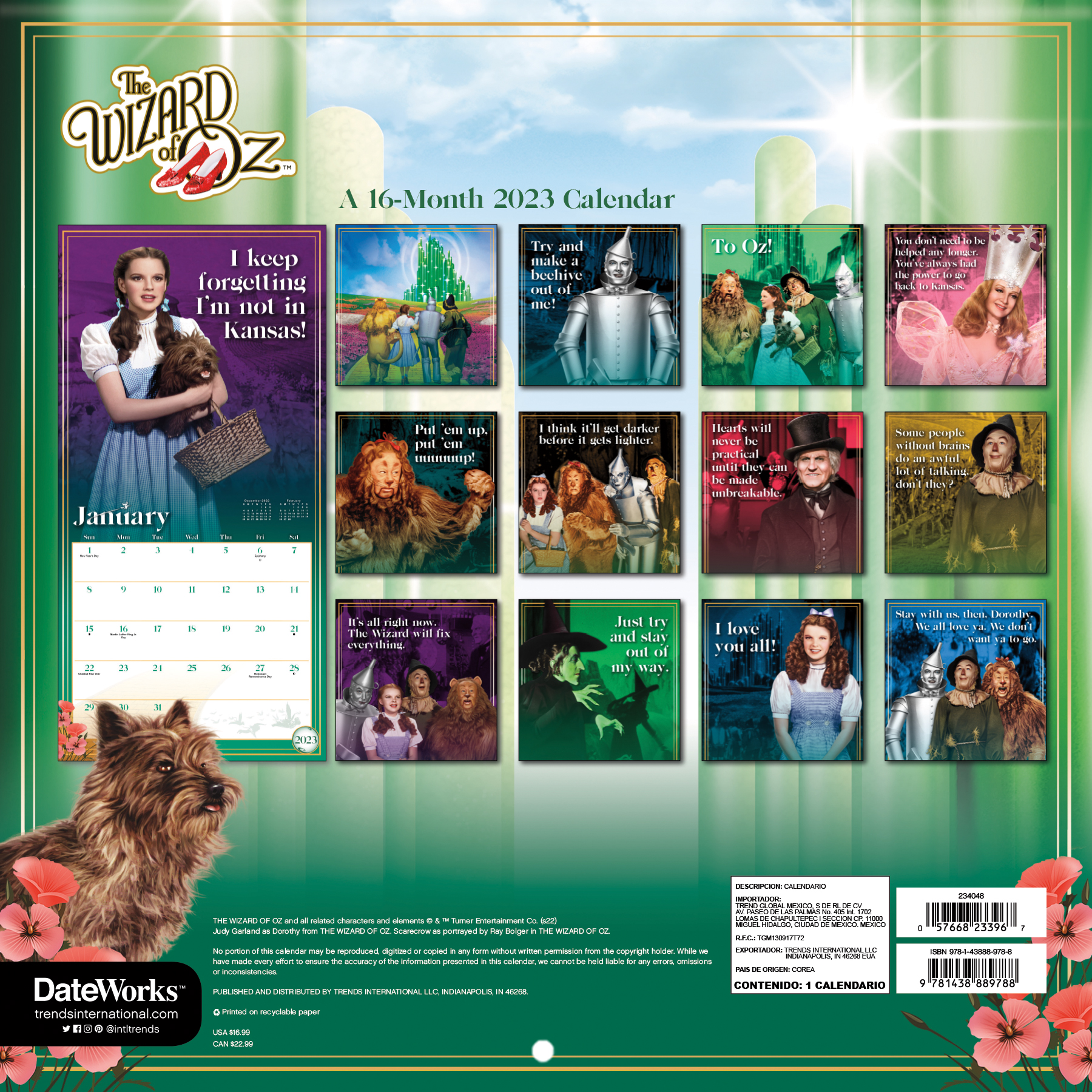 Trends International 2023 The Wizard of Oz Wall Calendar & Pushpins -  Walmart.com