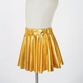 thumbnail image 4 of Raenseen Kids Girls Shiny Metallic Pleated A-Line Mini Skirts Ballet Dance Skirts Athletic Scooter Skater Skorts A Gold 10-12, 4 of 7