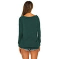 thumbnail image 5 of Women'S Long Sleeve Boat Neck Off Shoulder Blouse Tops Green M, 5 of 6