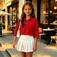 thumbnail image 4 of School Shirts for Girls Polo Shirt with Collared Short Sleeve Uniform Tops Summer Casual Kids Clothes Red,11-12 Years, 4 of 5