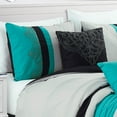thumbnail image 6 of Chezmoi Collection 7-Piece Geometric Medallion Embroidery Bedding Comforter Set, California King, Teal/Gray/Black, 6 of 9