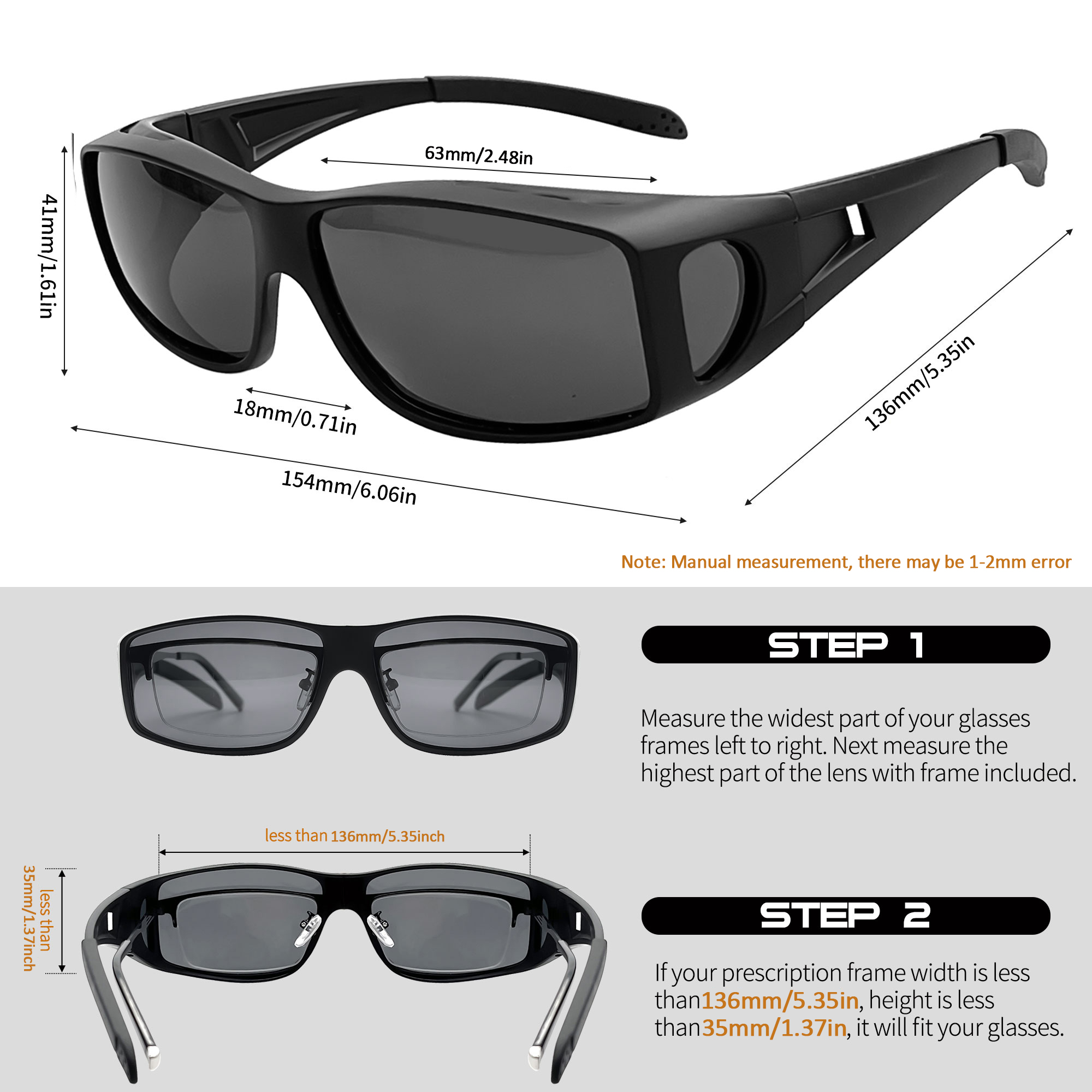 Joopin Fit Over Polarized Sunglasses, Black photo 2