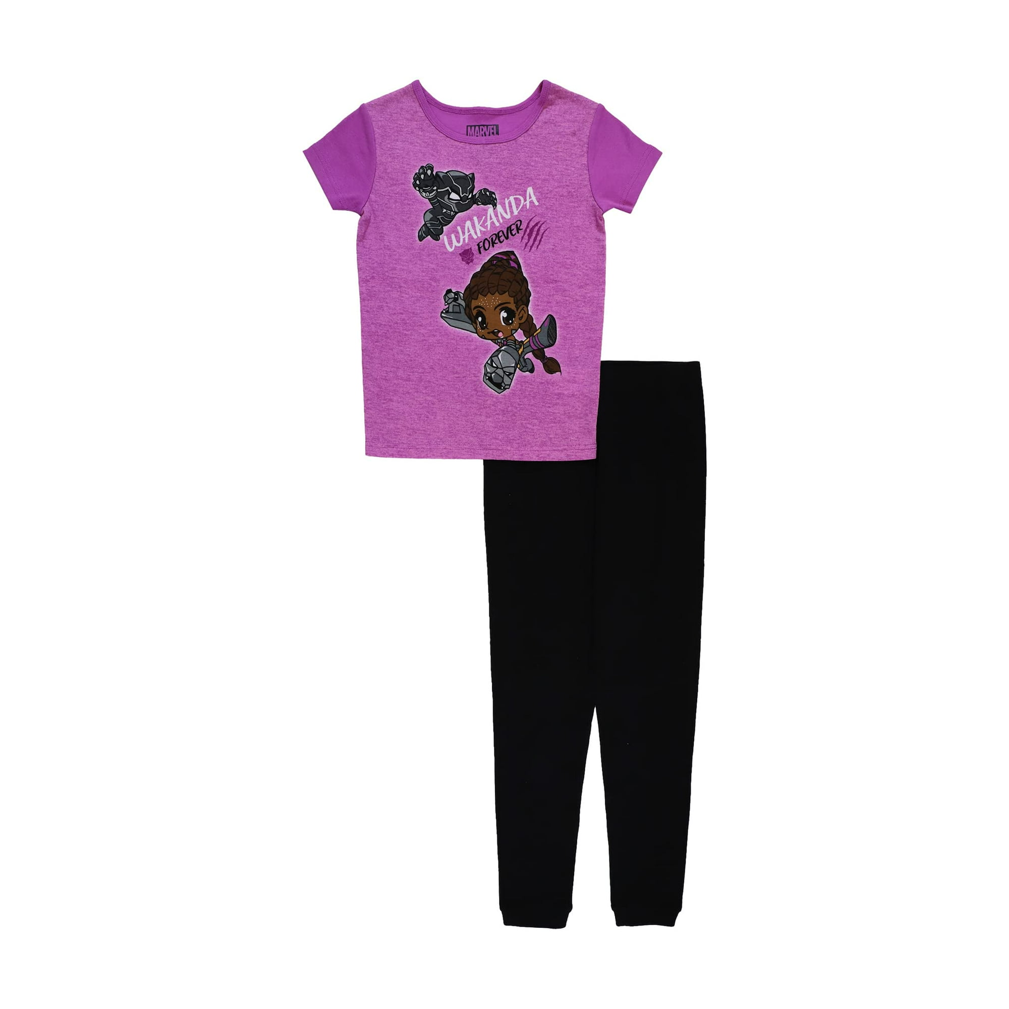 Marvel Girls Black Panther 2 piece Snug fit Cotton Pajama Set