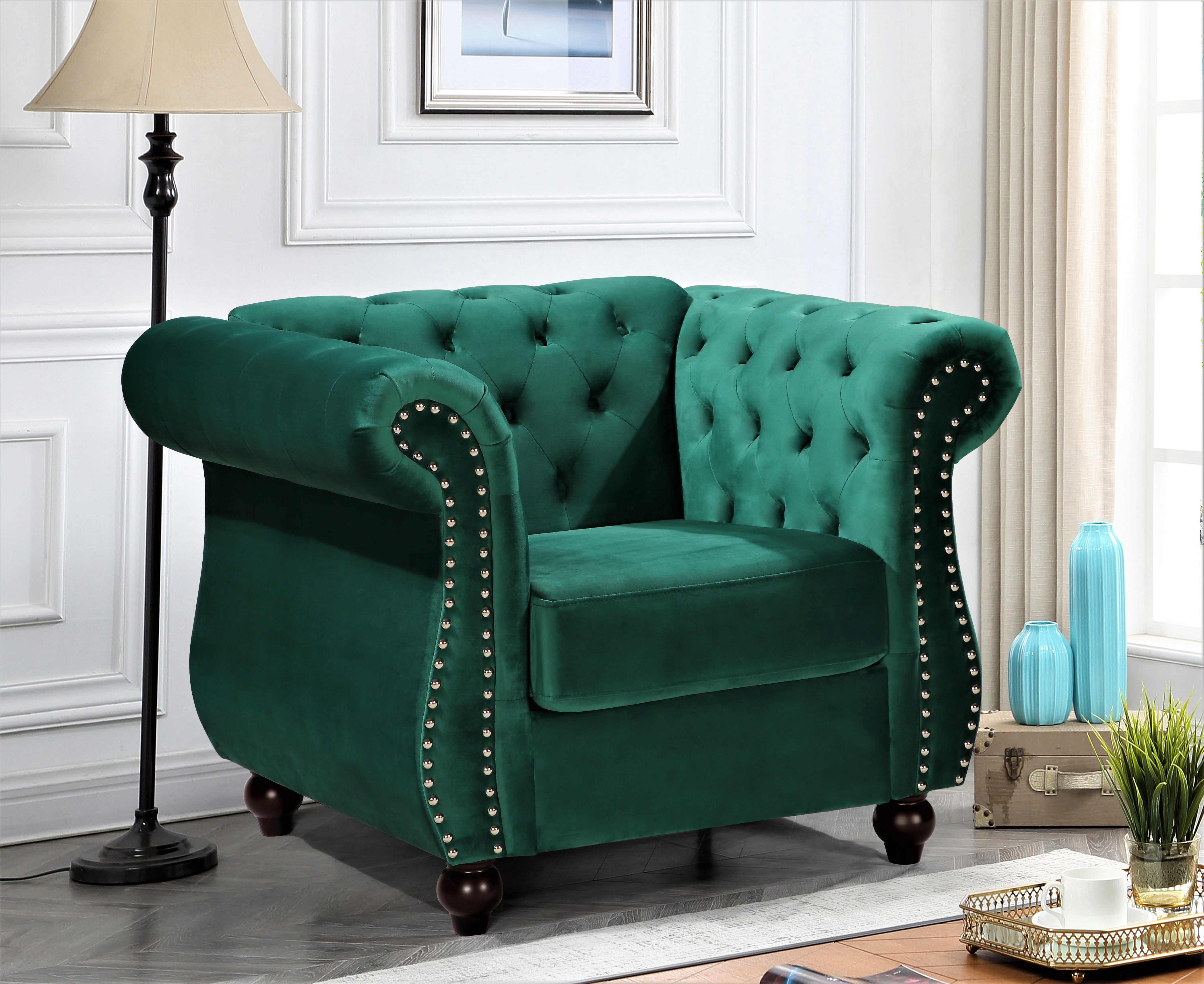 Fender 40.6'' Wide Tufted Velvet Chesterfield Chair