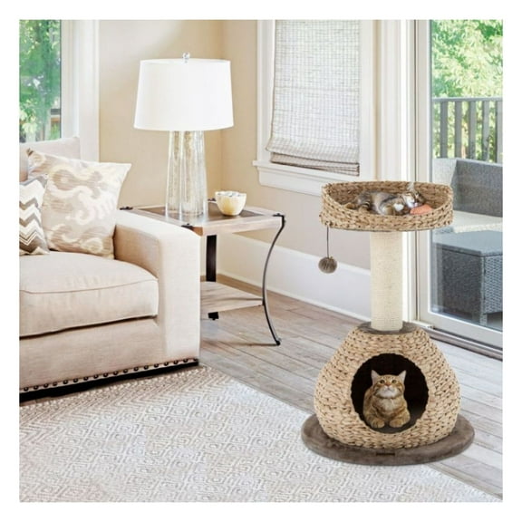 Cat Tree Tower 28 Inches, Multi-Level Cat Condo with Sisal Scratching Posts & Cozy House