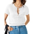 thumbnail image 4 of LANGWYQU Short Sleeved Women Henley Knit Tops Knit Blouse, 4 of 5