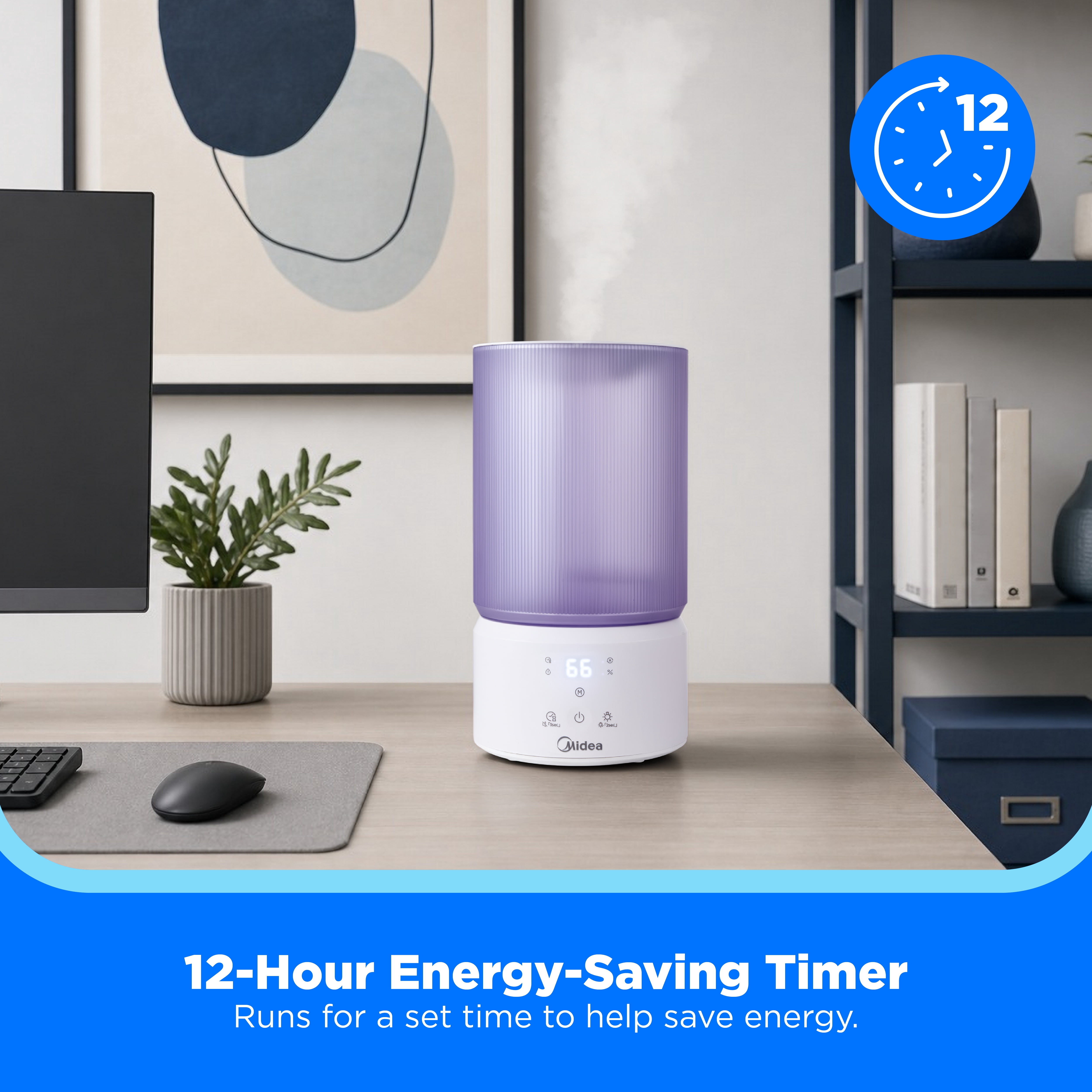 Midea 1 Gallon Ultra Sonic Cool Mist Humidifier with Whisper-Quiet operation, MSU16UC1DW