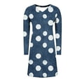 thumbnail image 5 of Lorytime Vintage House Dress Womens Knee Length Long Sleeve Nightgowns V Neck Polka Dots Print Sleepshirts Pajamas Dress Nightdress Comfy Soft Lounge House Sleepdress Blue S, 5 of 7
