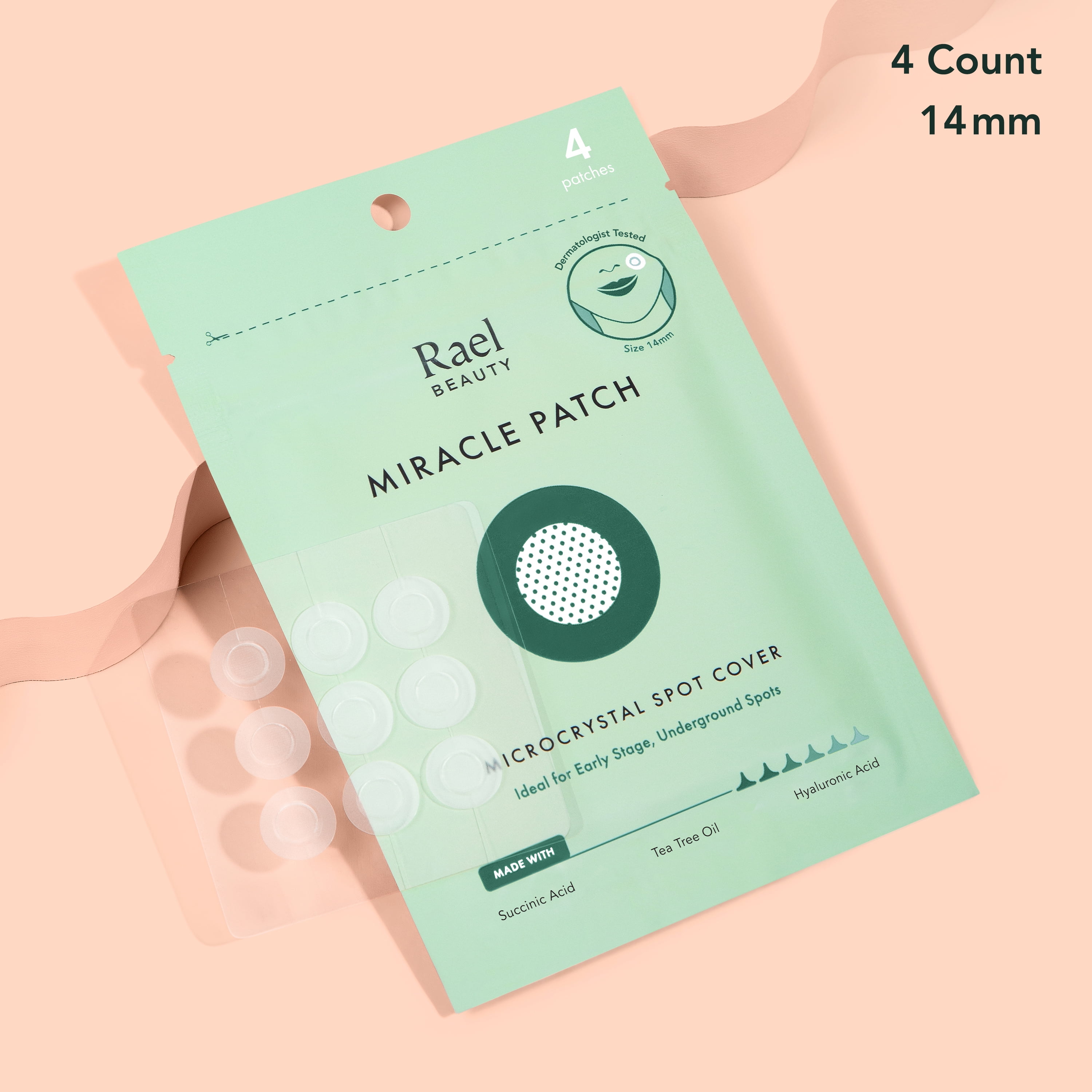 (3 pack) Rael Beauty Microcrystal Acne Healing Spot Cover Patch Treatment for All Skin Types, 4 Count