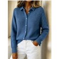 thumbnail image 4 of Women Lapel Shirt Full Front Single Row Button Long Sleeve Loose Fit Knit Cardigan Sweater 5XL, 4 of 7