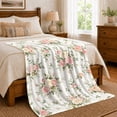 thumbnail image 6 of Soft Pink Rose Bouquets With Green Foliage, Cozy Flannel Blanket with Romantic Floral Watercolor Print, Housewarming Gift for Rose Garden Enthusiasts, Home Decor for Bedroom and Living Room, 6 of 7