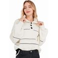 thumbnail image 2 of utcoco women's autumn and winter striped knitted top long sleeve pullover sweater, 2 of 4
