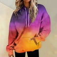 thumbnail image 2 of Stichou Hoodies For Women Tie Dye Gradient Sweatshirts Baggy Drawstring Hooded Pullover 2025 Fall Casual Tops With Pocket Orange M, 2 of 6
