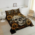 thumbnail image 4 of Sugar Skull Bedding King Size Gothic Style Comforter Set Geometric Honeycomb Bedding Comforter Sets Teens Boho Exotic Style Duvet Insert Yellow Sunflowers Halloween Decor Quilt, 4 of 6