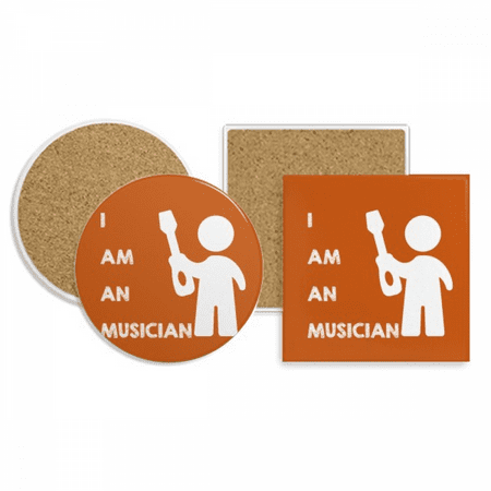 

Guitar Musician Music Position Coaster Cup Mug Holder Absorbent Stone Cork Base Set